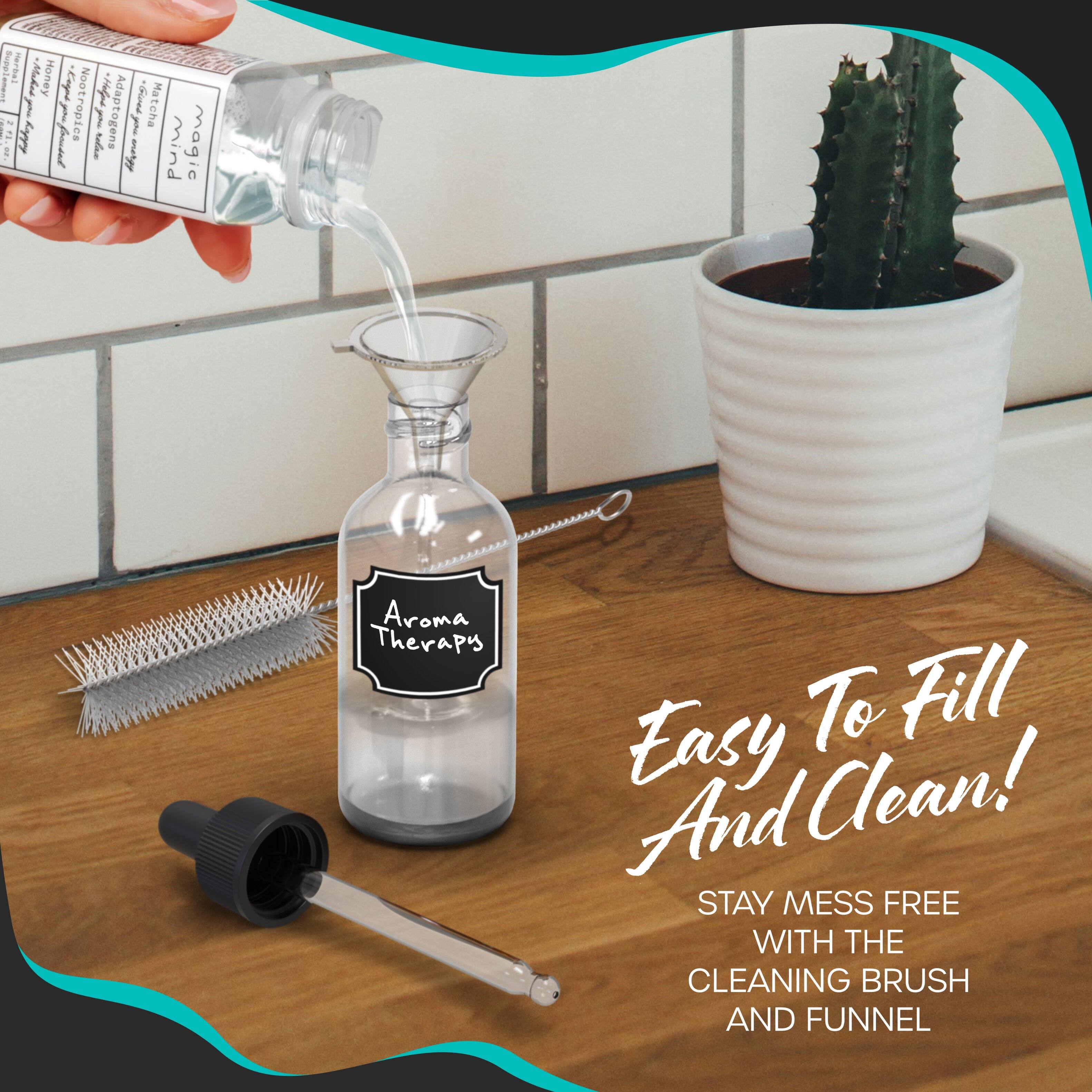 Easy To Fill And Clean!  
Stay Mess Free With The Cleaning Brush And Funnel