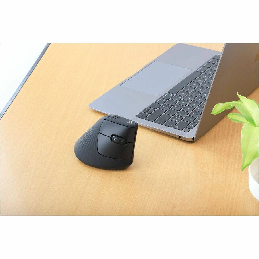 Alt View 3. Manhattan - Manhattan Vertical Ergonomic Wireless USB Mouse - Optical - Wireless - 32.81 ft - Radio Frequency - 2.40 GHz - Black - U - Black.