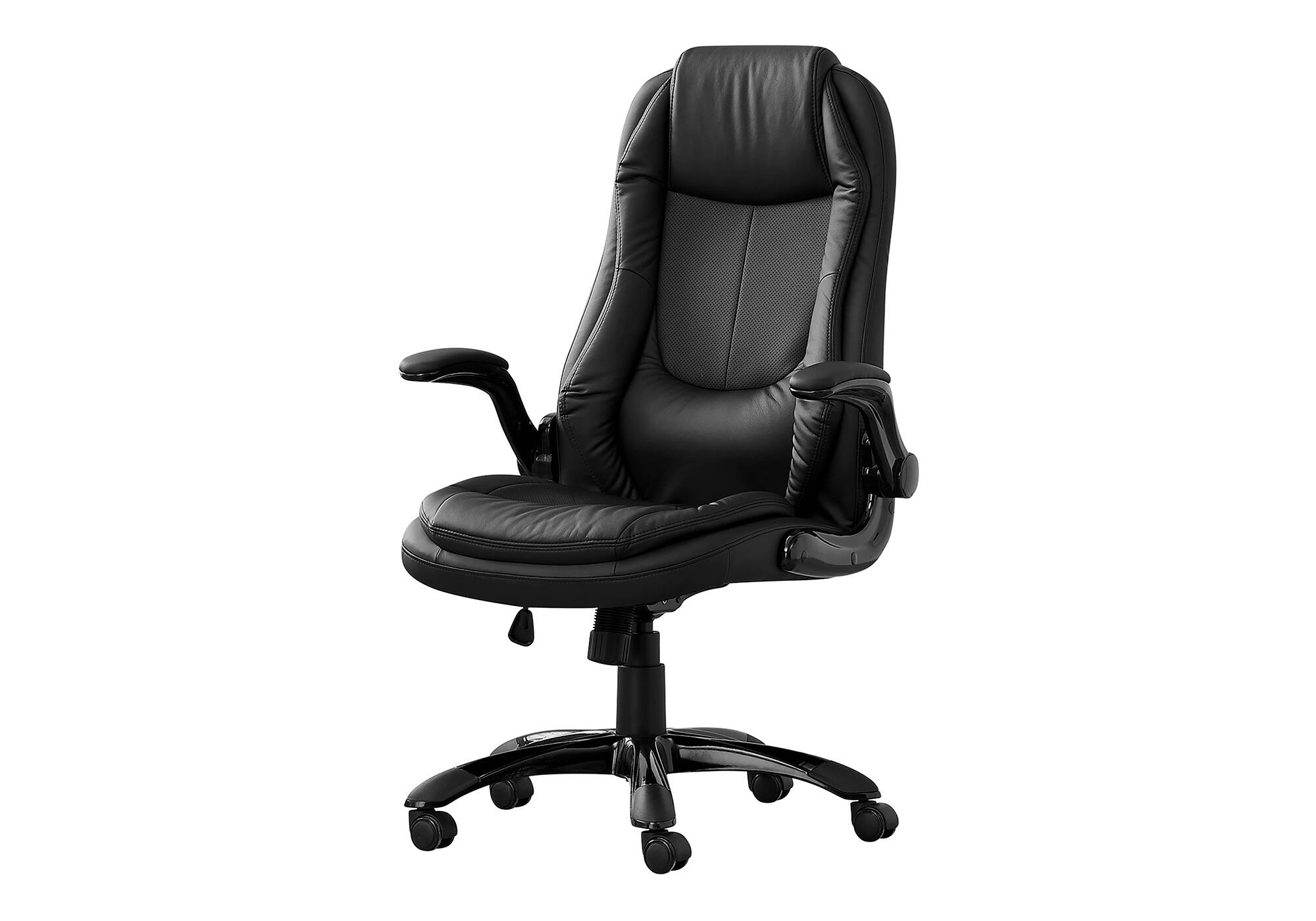 Front. Spaco - Spaco Ergonomic Gaming Office Chair with High Back, Adjustable Height, Tilt, Swivel, Flip-Up Armrests and Leather - Black.