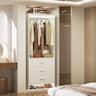 Aheaplus - 2FT Closet System with 3 Drawers and Hanging Rod, Small Freestanding Closet Organizer for Bedroom, Closet - White