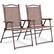 Front. Costway - Costway Set of 2 Patio Folding Sling Back Chairs Camping Deck Garden Beach - Brown.