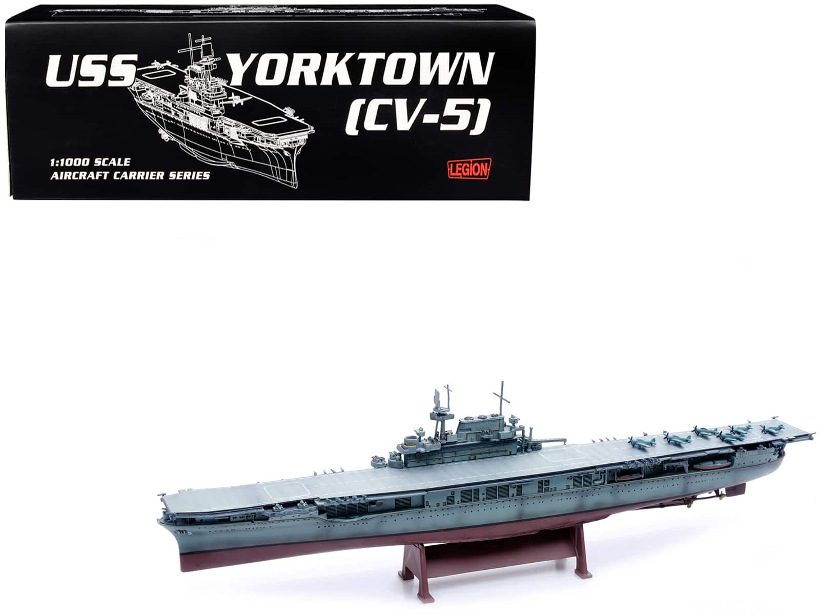 USS Yorktown (CV-5) Aircraft Carrier "US Navy" World War II 1/1000 Diecast Model by Legion - Multicolor