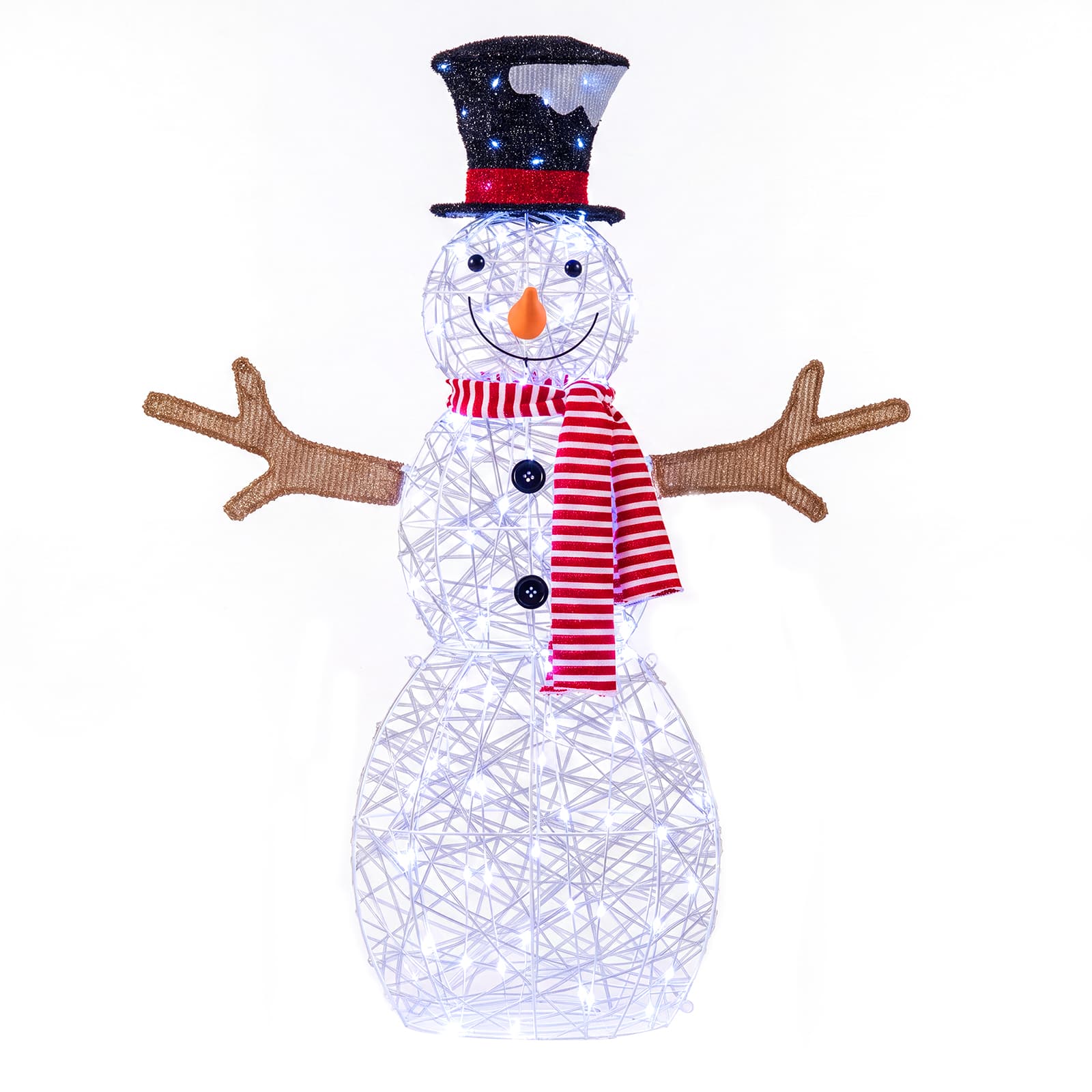 Front. Costway - Costway 3.6 FT Lighted Snowman Christmas Decoration with 80 Cold LED Lights for Porch - White.