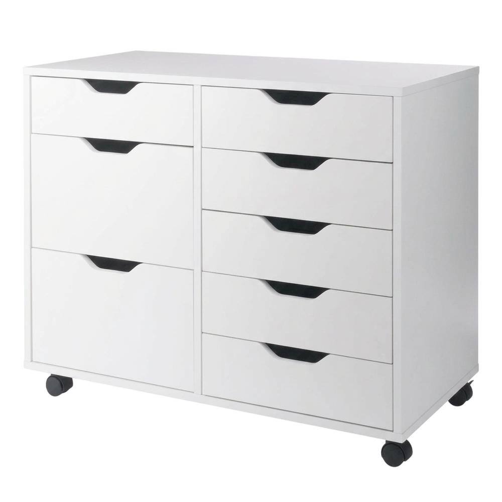 Left. FurniFact - Contemporary Storage Cabinet with Drawers for Home Office Organization - White.
