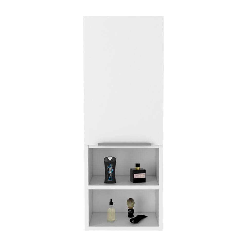 Alt View 2. TinyHomie - Medicine Single Door Cabinet 32in H Two Interior Shelves Two External Shelves White - White.
