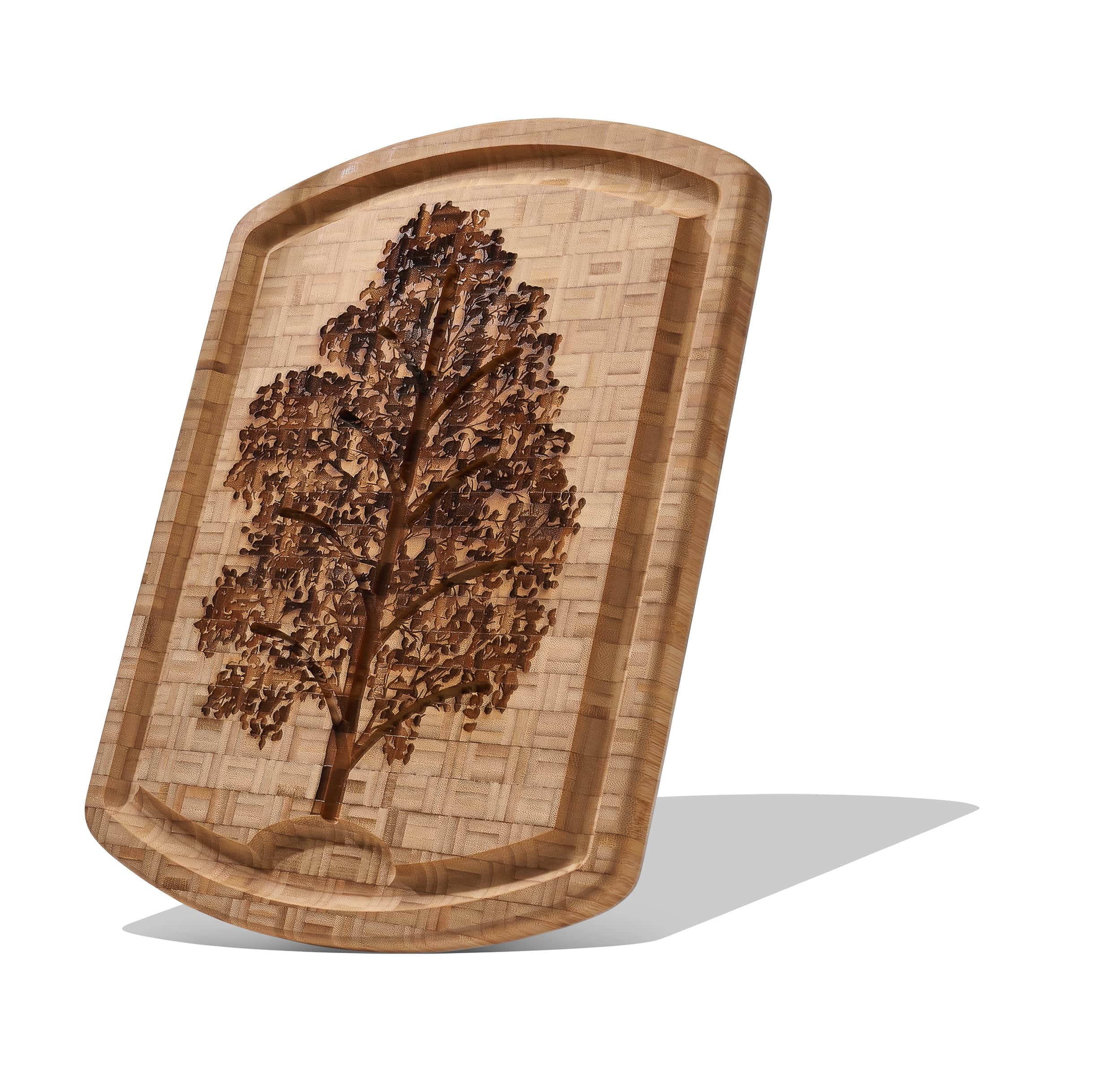 Angle. Totally Bamboo - Family Tree Etched Carving Board, 19-1/2" x 15-3/4".