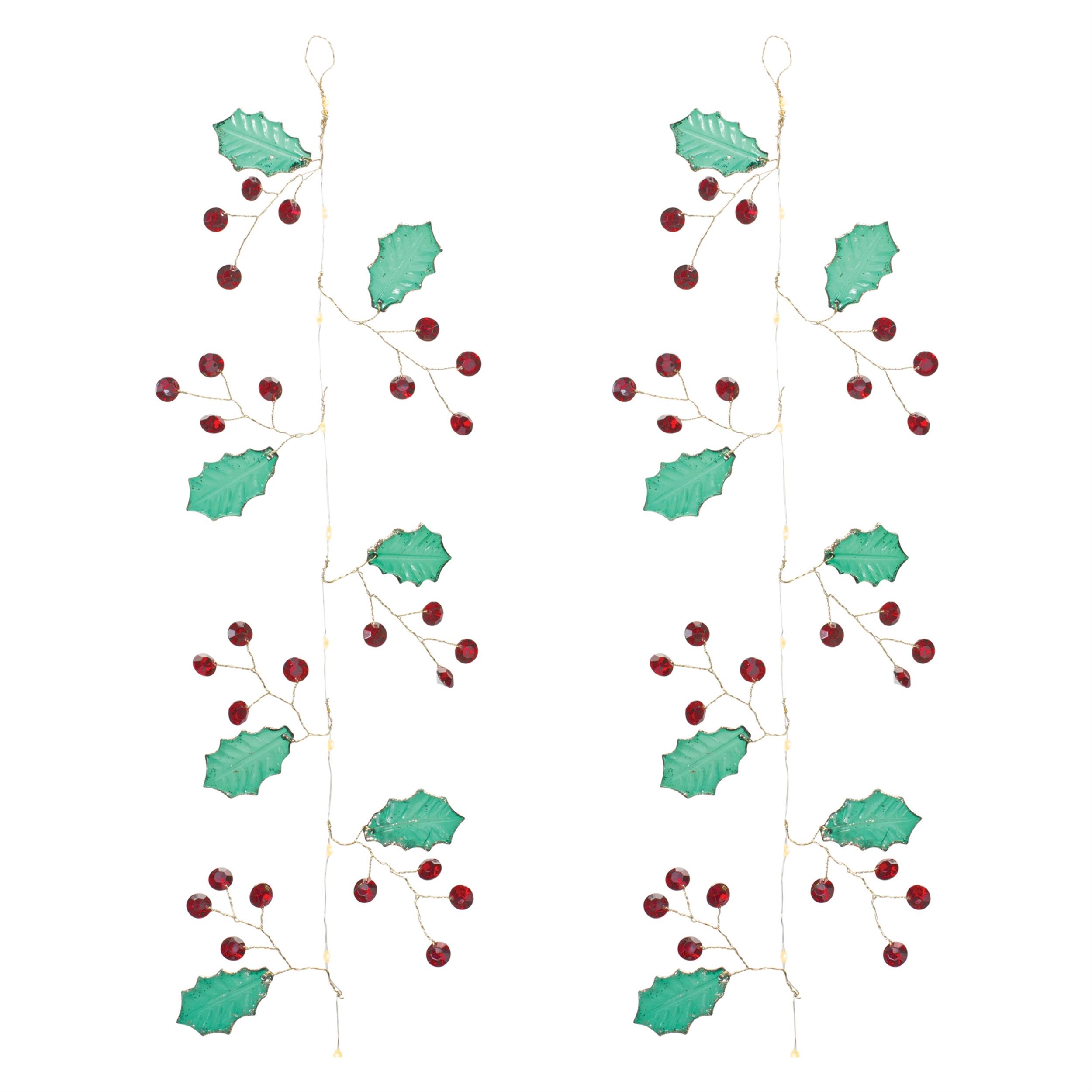 Left. BreeBe - Holly and Jem Jewel Garland (Set of 2) - Green, Red.