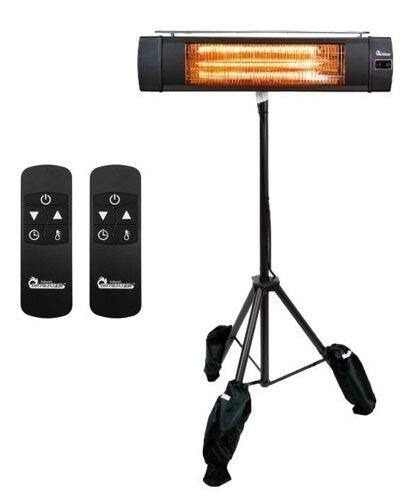 Front. DR. INFRARED HEATER - DR-368 Indoor/Outdoor 1500-Watt Carbon Infrared Heater with Tripod Stand, Remote Control - Black.