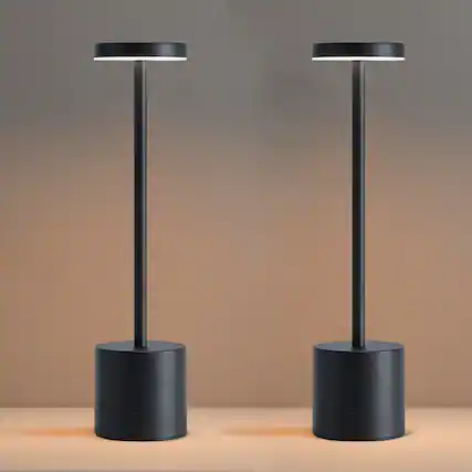 Front. Dazzling Pops - LED Cordless Table Lamp Set Portable 5000mAh Rechargeable Table Lamps Touch Control Outdoor Table Lamp - Black.