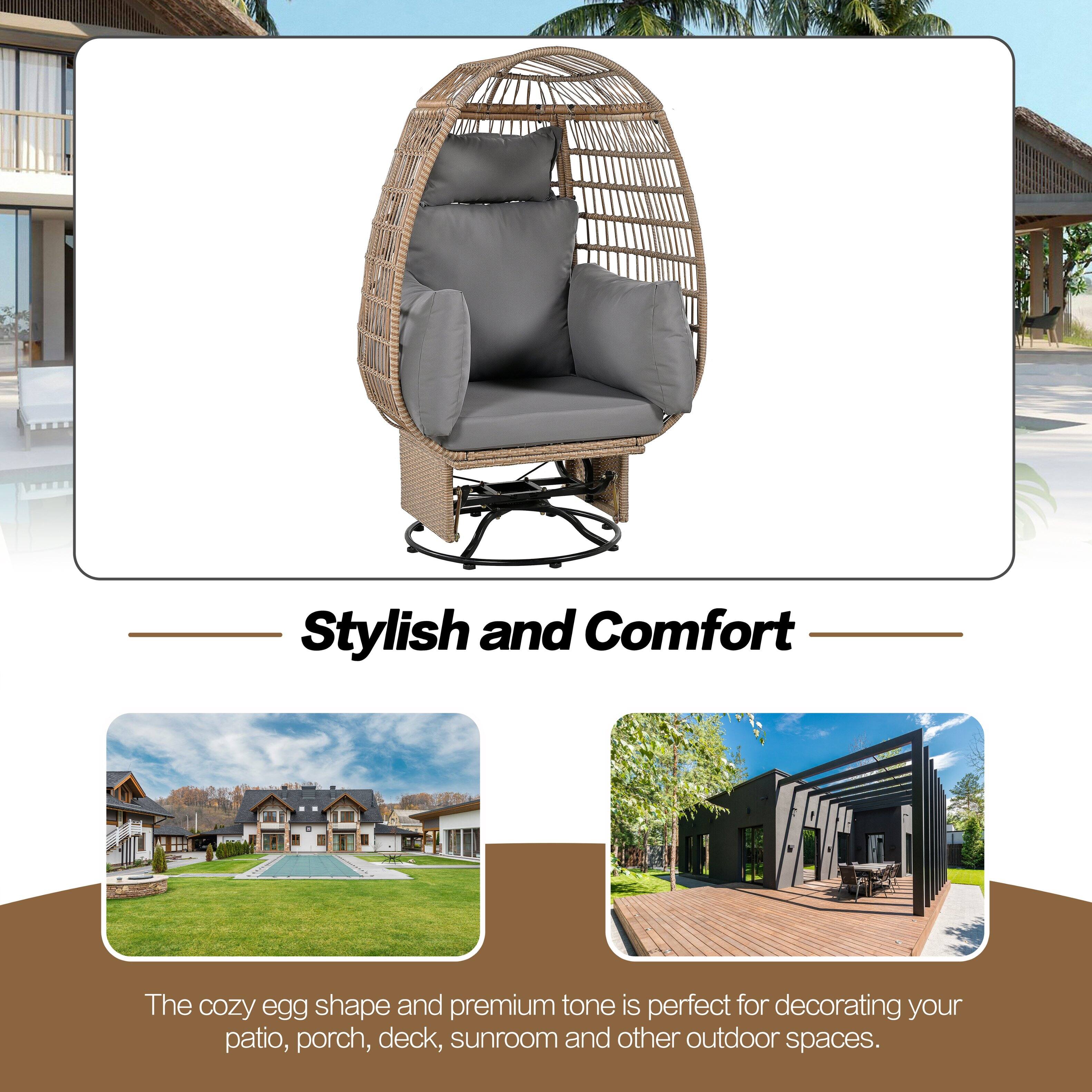 Stylish and Comfort

The cozy egg shape and premium tone is perfect for decorating your patio, porch, deck, sunroom and other outdoor spaces.