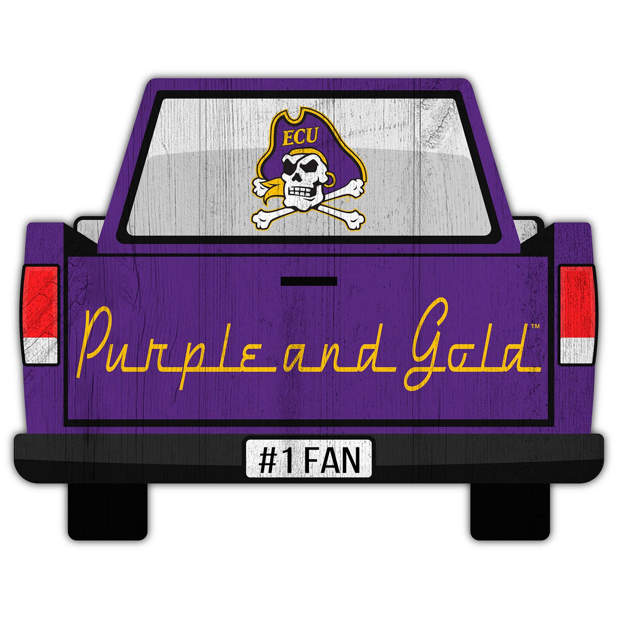 ECU Pirates 12'' x 12'' Truck Back D-cor