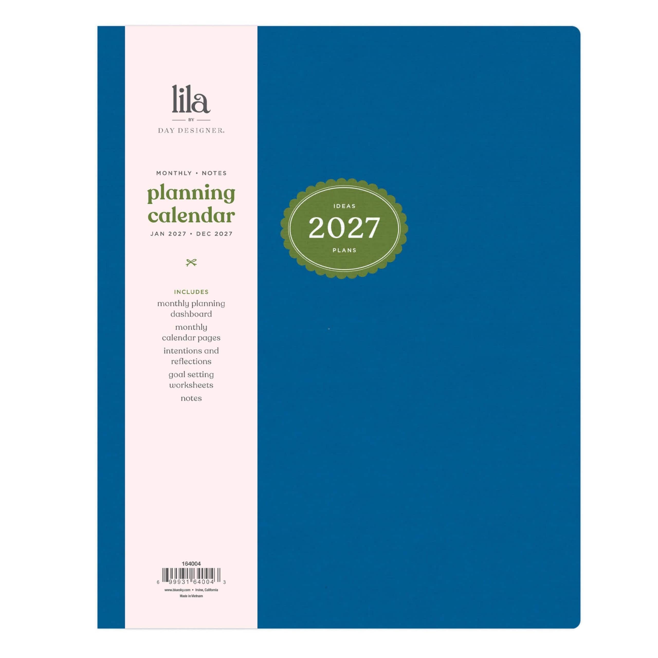 Blue Sky - 2027 Monthly Planner Calendar, 8"x10", Marine Blue
