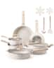 VEVOR - 17 Piece Pots and Pans Set, Granite Nonstick Cookware Set, Induction Cookwares,Kitchen RV Cooking Sets with Frying,Sauce - White