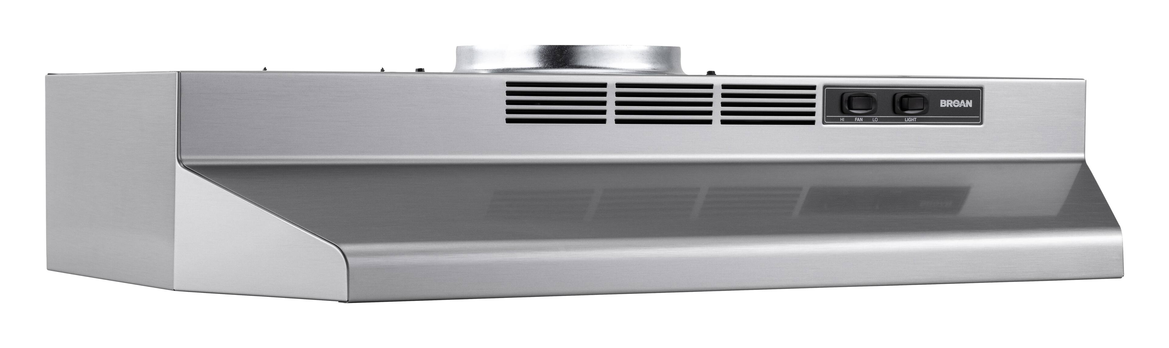 Angle. Broan - Broan 24-Inch Convertible Under-Cabinet Range Hood, 230 Max Blower CFM, Stainless Finish - Stainless Steel.
