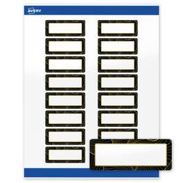 Avery - Address Labels, Black with Gold Pattern, 1" x 2-5/8", Glossy, Black Border with Gold Veins - White