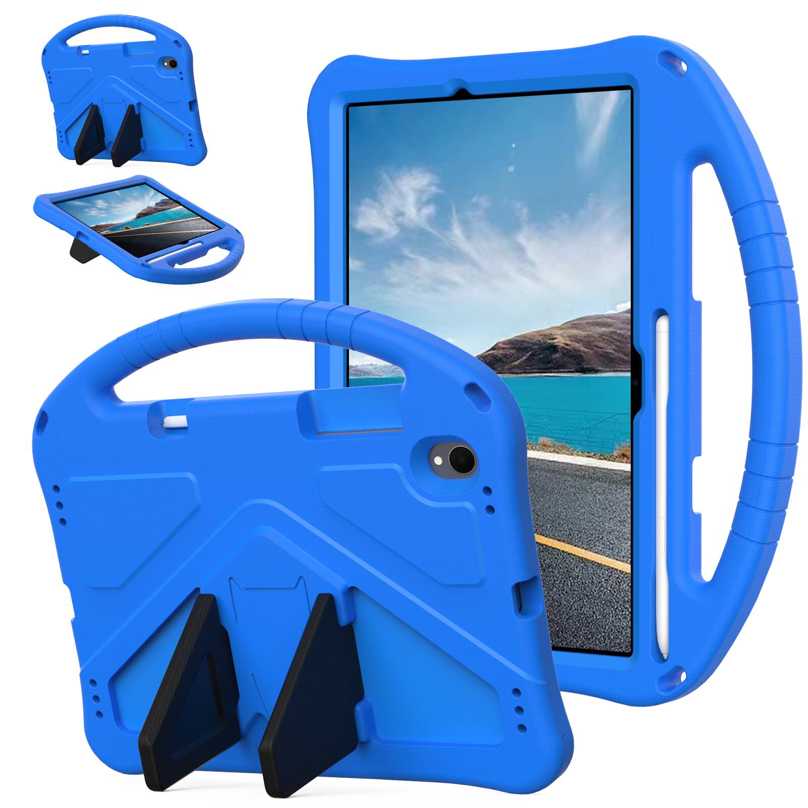 Front. Dteck - For Samsung Galaxy Tab S11 2025 11-inch Lightweight EVA Shockproof Handle Stand Kids Case Cover - Blue.