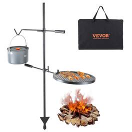 VEVOR - Swivel Campfire Grill,Fire Pit Grill Grate over Fire Pits,Heavy Duty Steel Grill Grates,360° Open Fire Cooking Equipment - Black
