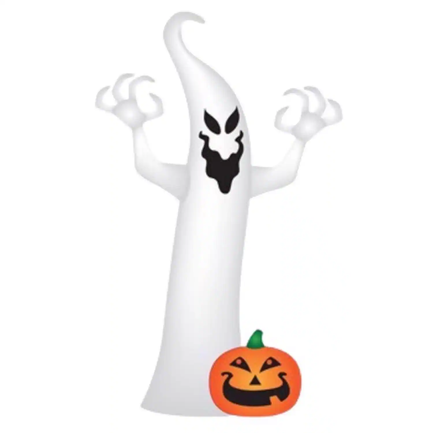 Front. Gemmy - Gemmy Airblown 9 ft. LED Prelit Ghost with Jack-o-Lantern Inflatable - Multicolored.