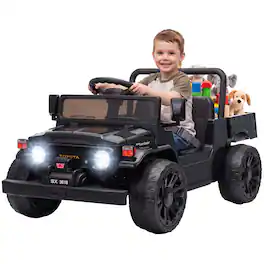 Qaba - Toyota FJ45 Pick Up Ride on Truck - Black