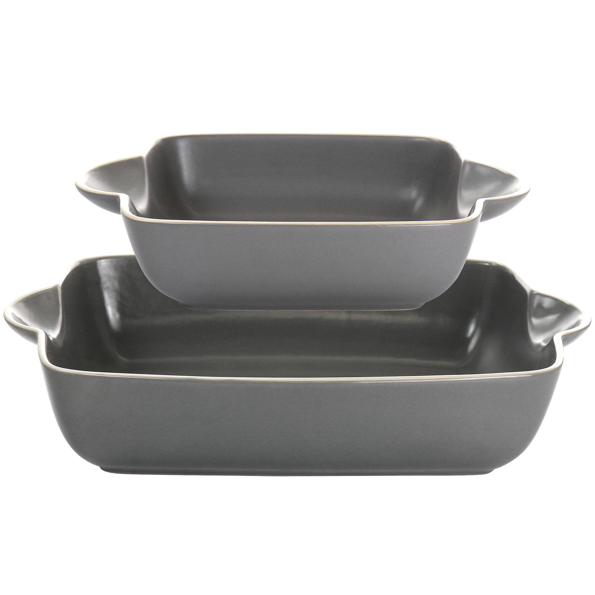 Alt View 3. Gibson - Gibson Home Rockaway 2 Piece Stoneware Nesting Bakeware Set in Grey - Gray.