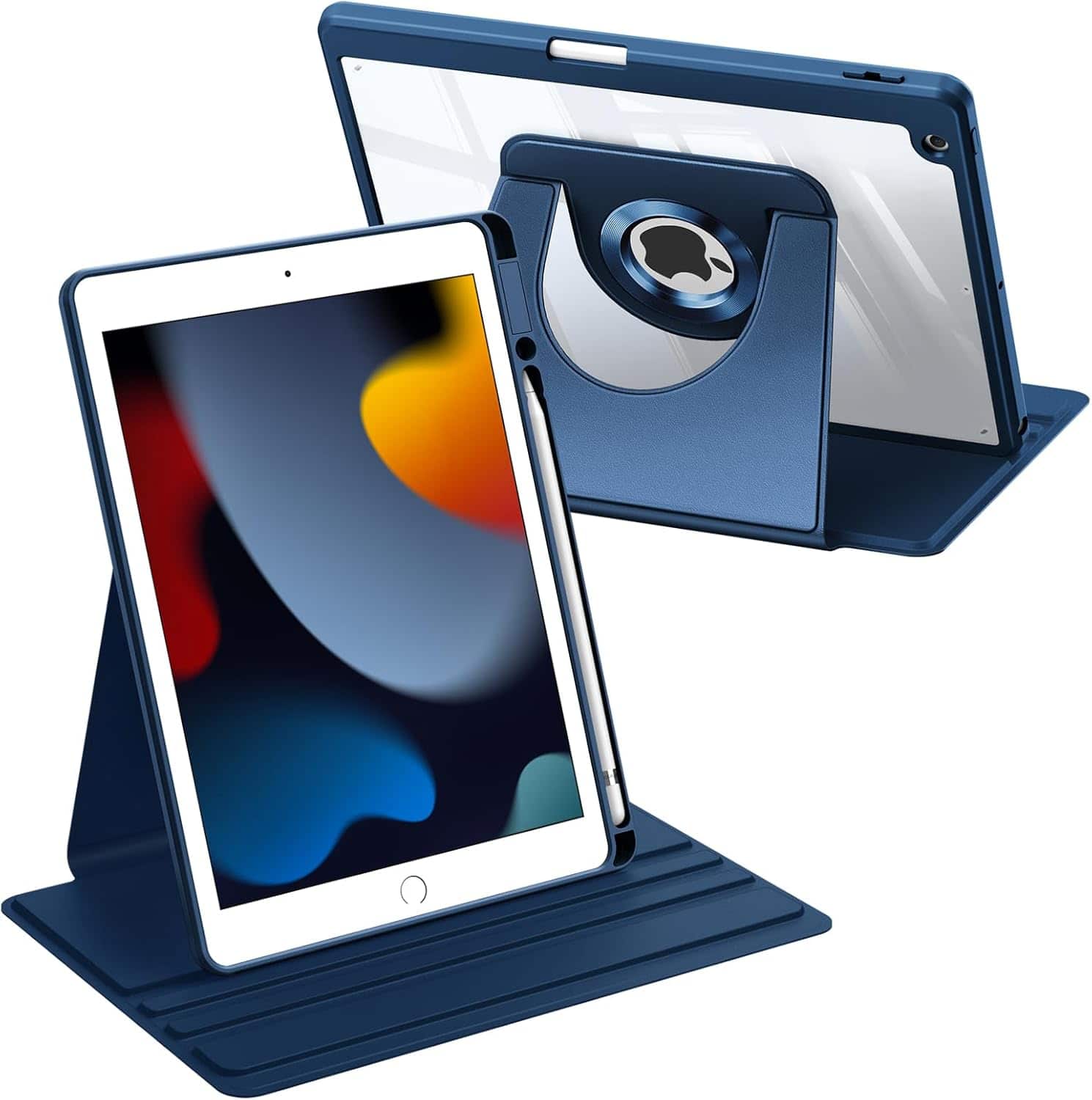 Fintie - Clear Rotating Case For iPad 9th/8th/7th Gen 10.2 Inch, 360° Swivel Stand, Hard PC Back Cover with Pencil Holder - Blue price history on PriceWatchPro
