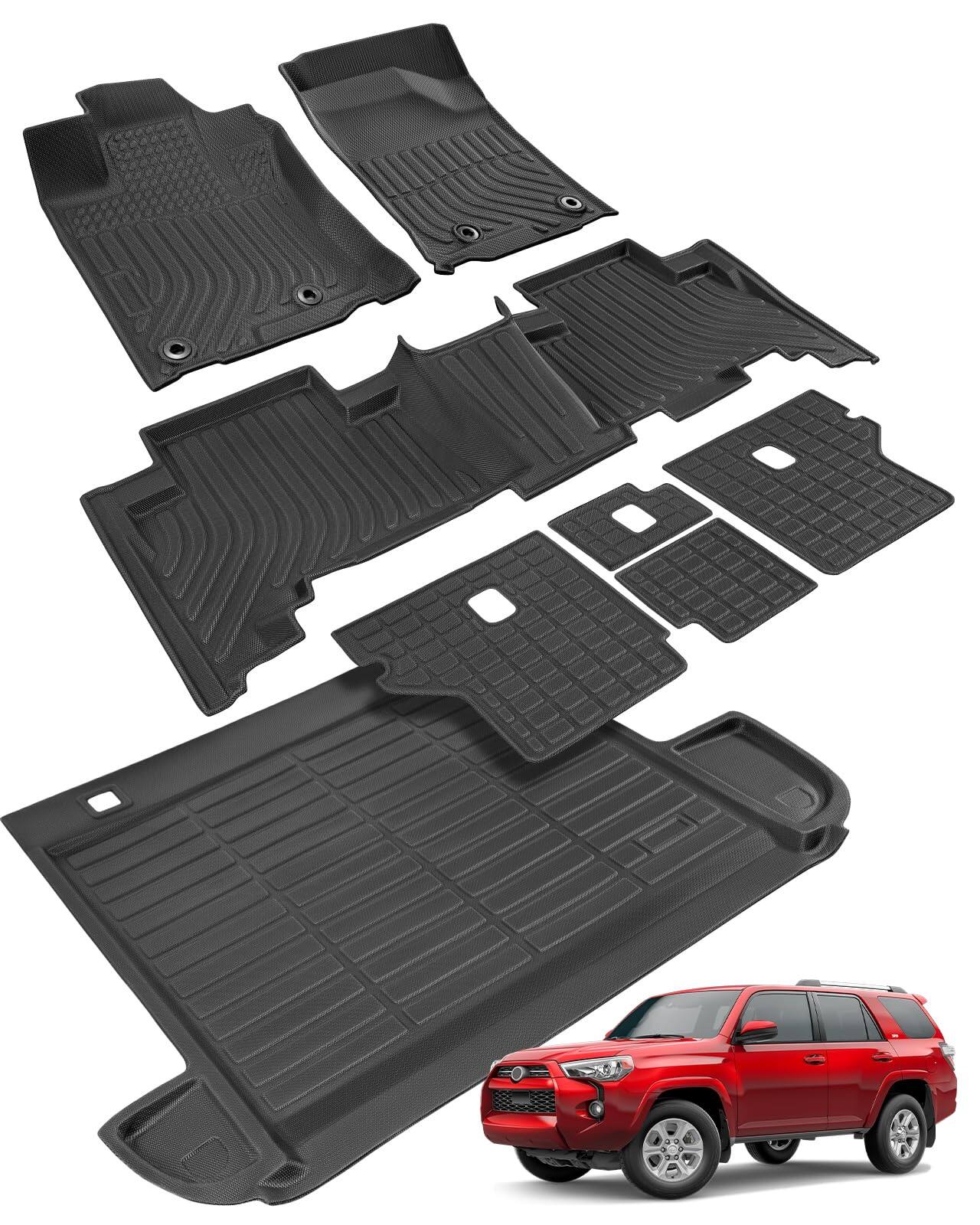 Front. Dazzling Pops - Floor Mats For Toyota 4runner 5 Seats Only With Cargo Liner Seat rest Cover Protector All weather Tpe Rub - Default.