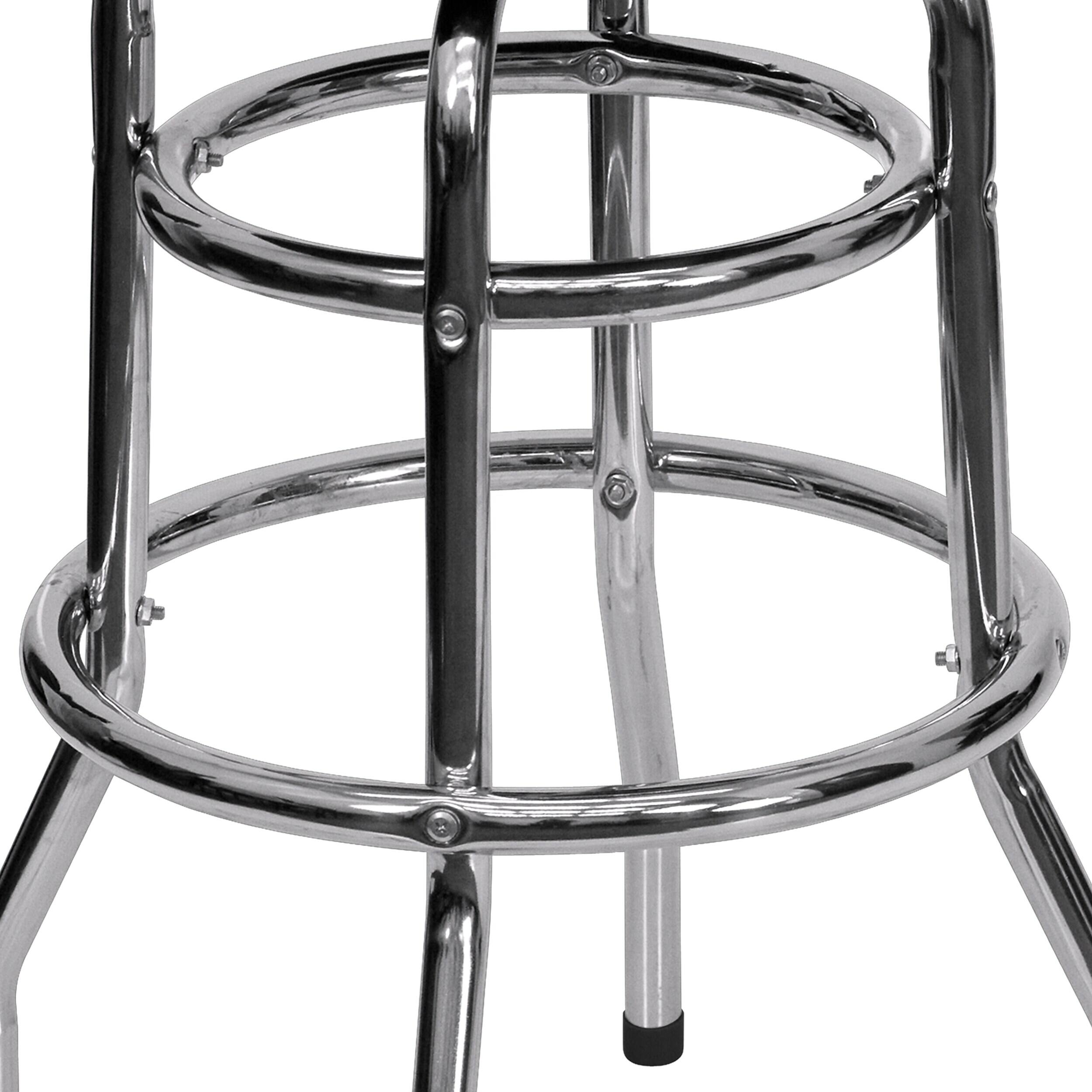 Alt View 7. Flash Furniture - Bruno Traditional Vinyl/Metal Double Ring Barstool without Back, 2-Pieces/Pack (2XUD100) - Black.
