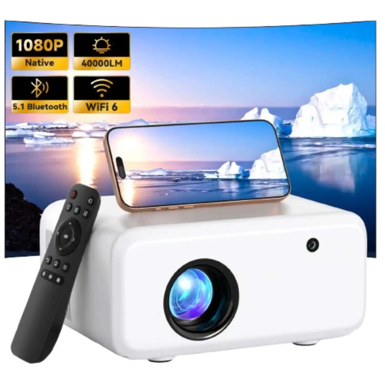 1080P Native  
40000LM  
5.1 Bluetooth  
WiFi 6