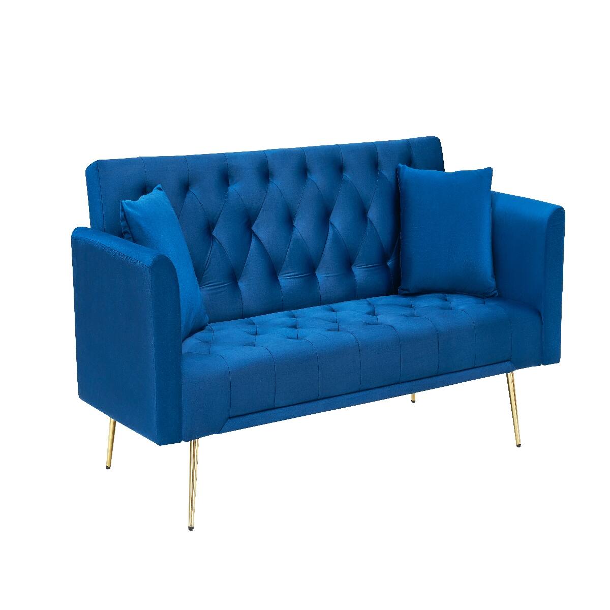 Alt View 2. Ropilly - Ropilly 71 Inch Convertible Loveseat Sofa Blue Velvet Sofa Bed for Small Living Room Bedroom Office - Blue.