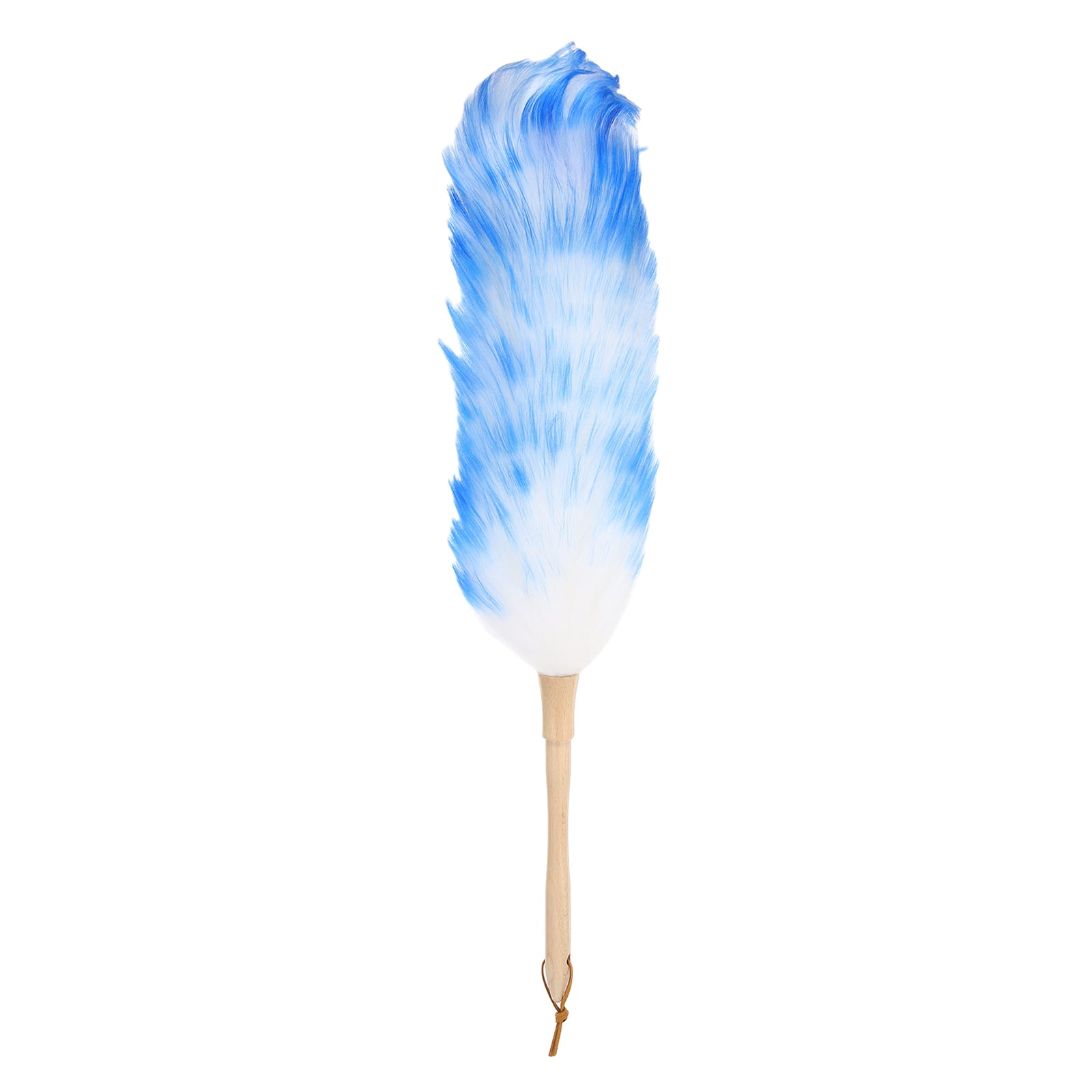 Unique Bargains - Wool Duster 24.4 Inch Natural Feather Cleaning Tool with Wooden Handle for Fans Window Blinds Shelves Furniture - White Blue