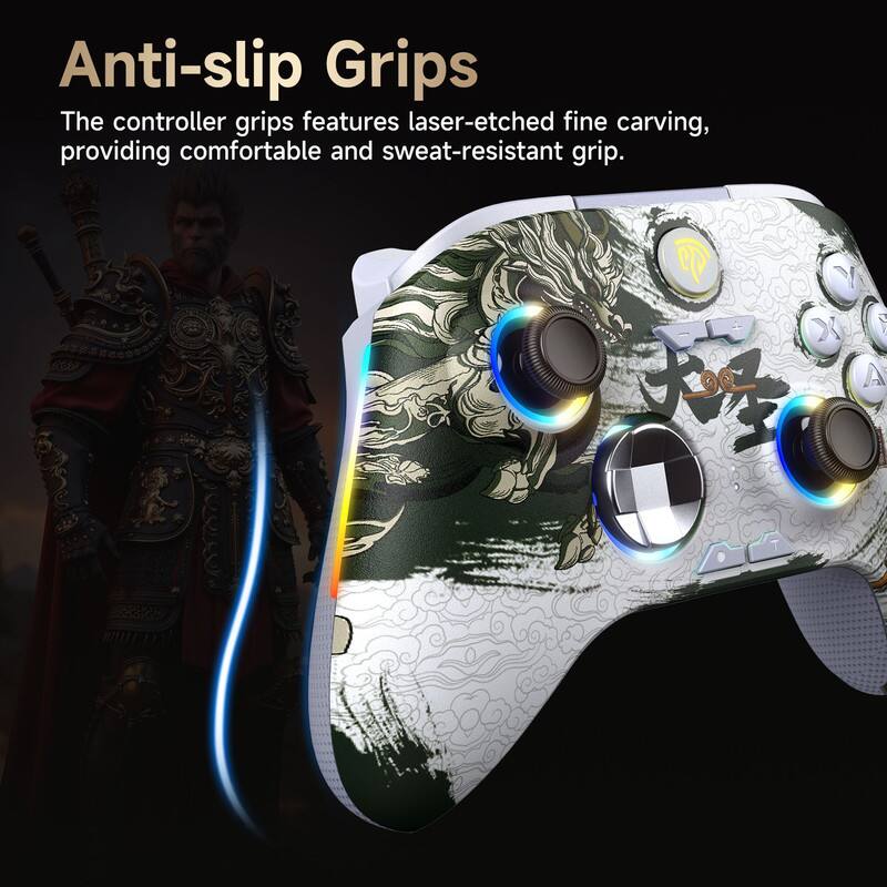 Anti-slip Grips

The controller grips feature laser-etched fine carving, providing comfortable and sweat-resistant grip.