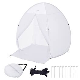 VEVOR - Spray Paint Shelter, 60 x 60 x 70 in Pop-Up Portable Spray Paint Tent with Built-In Floor, Exhaust Window - White