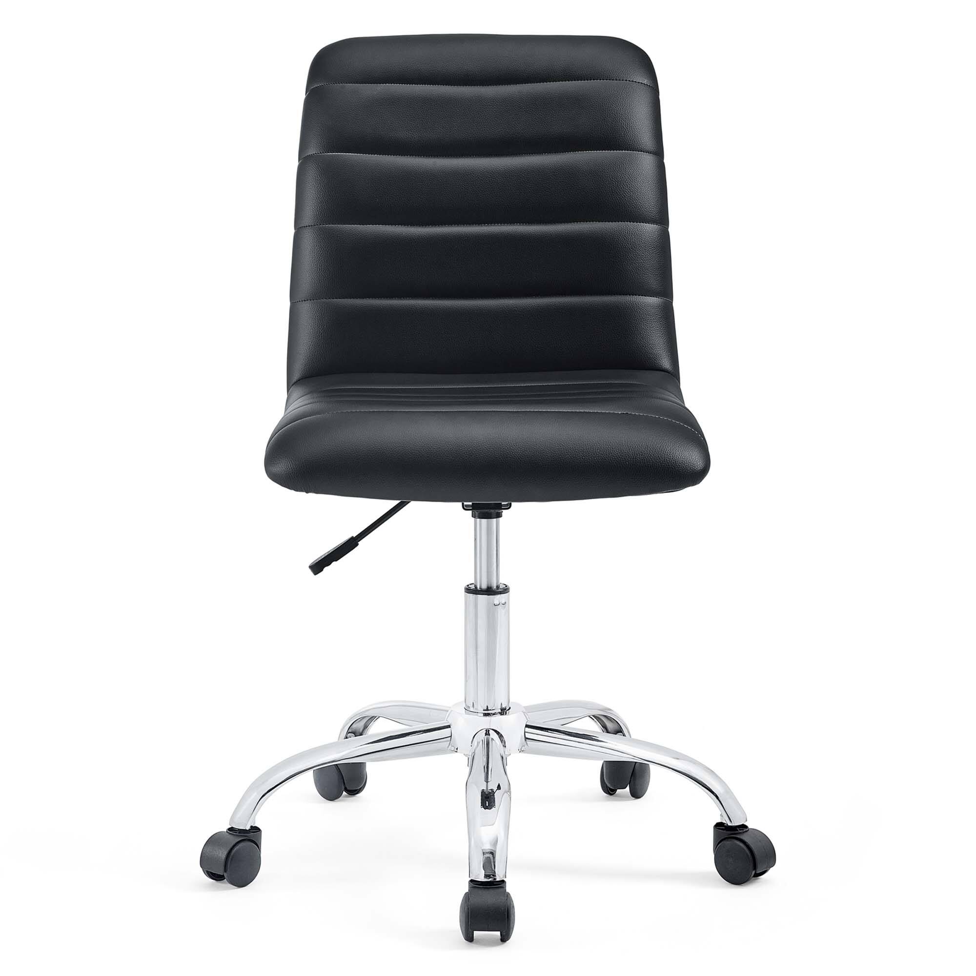 Alt View 3. Modway - Ripple Armless Mid Back Vinyl Office Chair by Modway - Black.