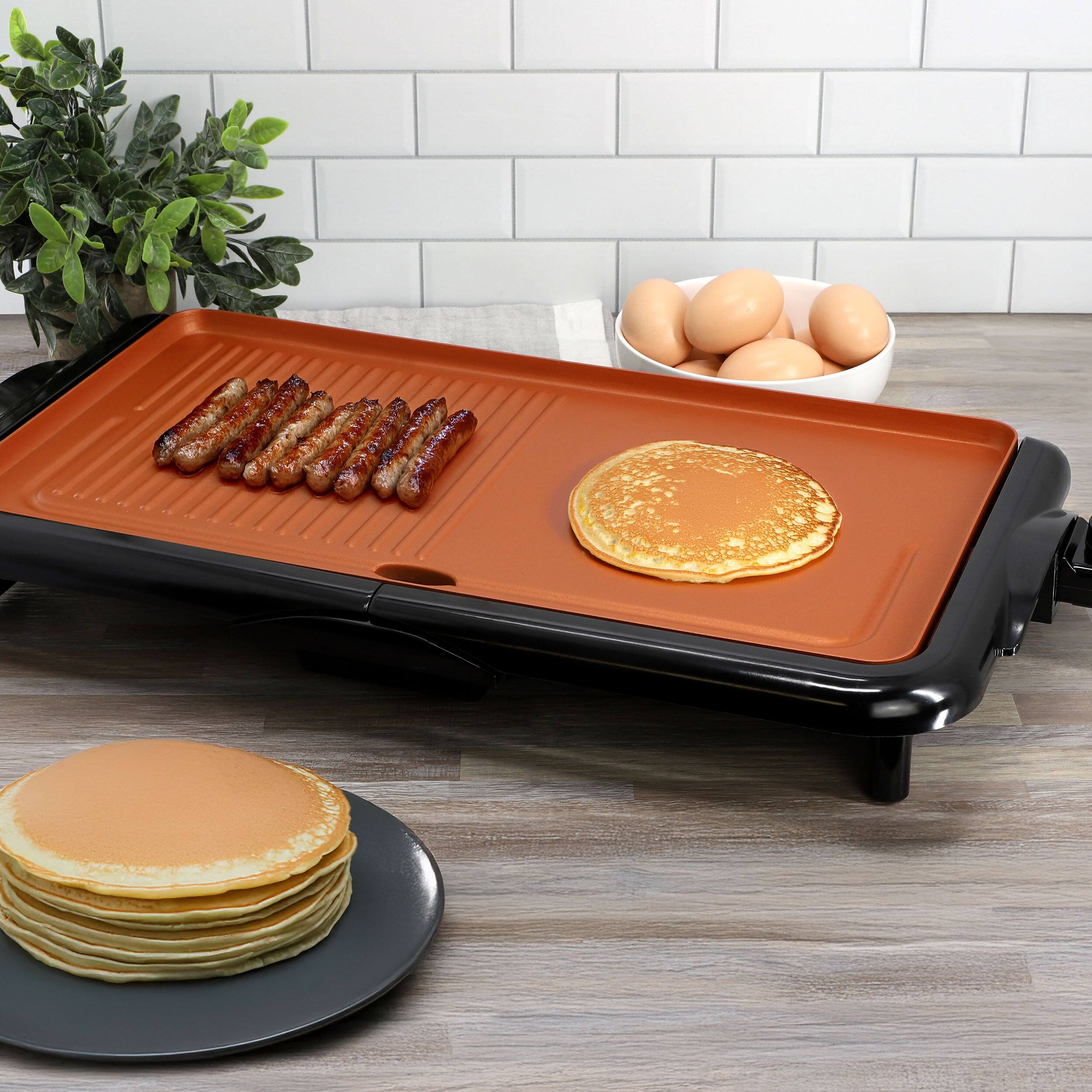 Alt View 6. MegaChef - MegaChef 18.89 Inch Electric Grill and Griddle in Black with Copper Coating - Black.