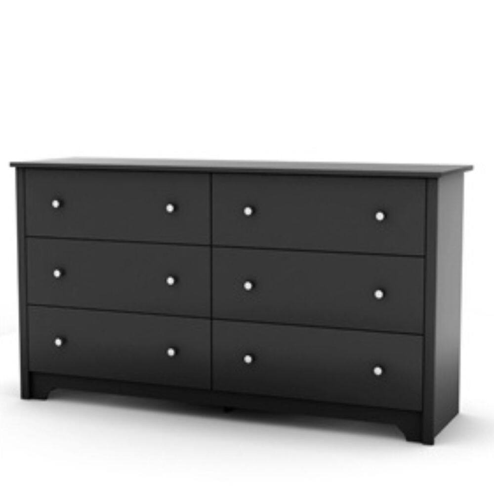 Hivvago - 6 Drawer Bedroom Dresser with Nickle Metal Knobs Handles - Black