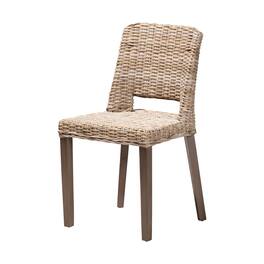 bali & pari - Magy Modern Bohemian Rattan and Finished Wood Dining Chair - White/Natural Brown