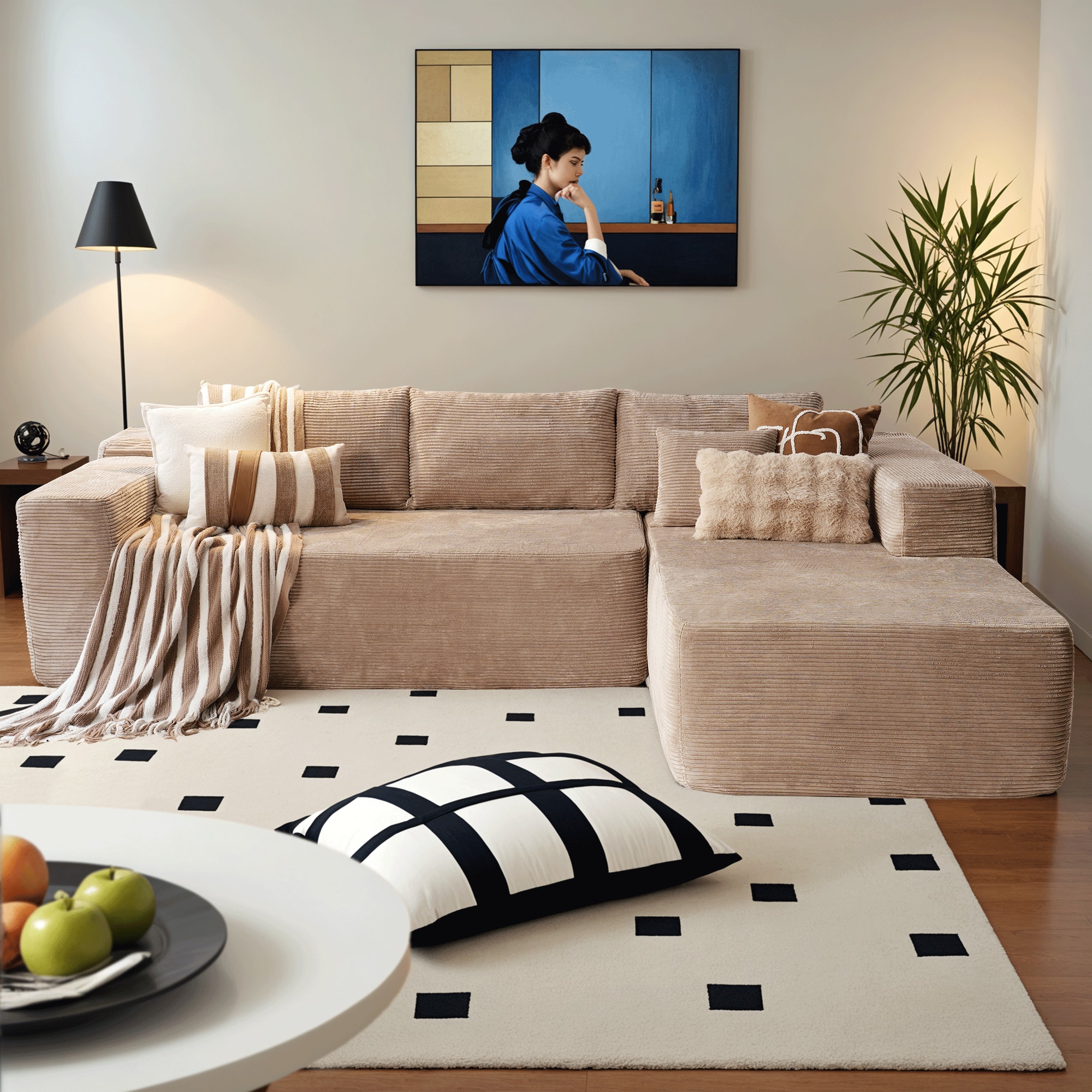 "Ovios - 104"" Modular Sectional Sofa with Chaise, Modern L Shaped Couch for Living Room - Camel(Corduroy, Right Facing)" price history on PriceWatchPro