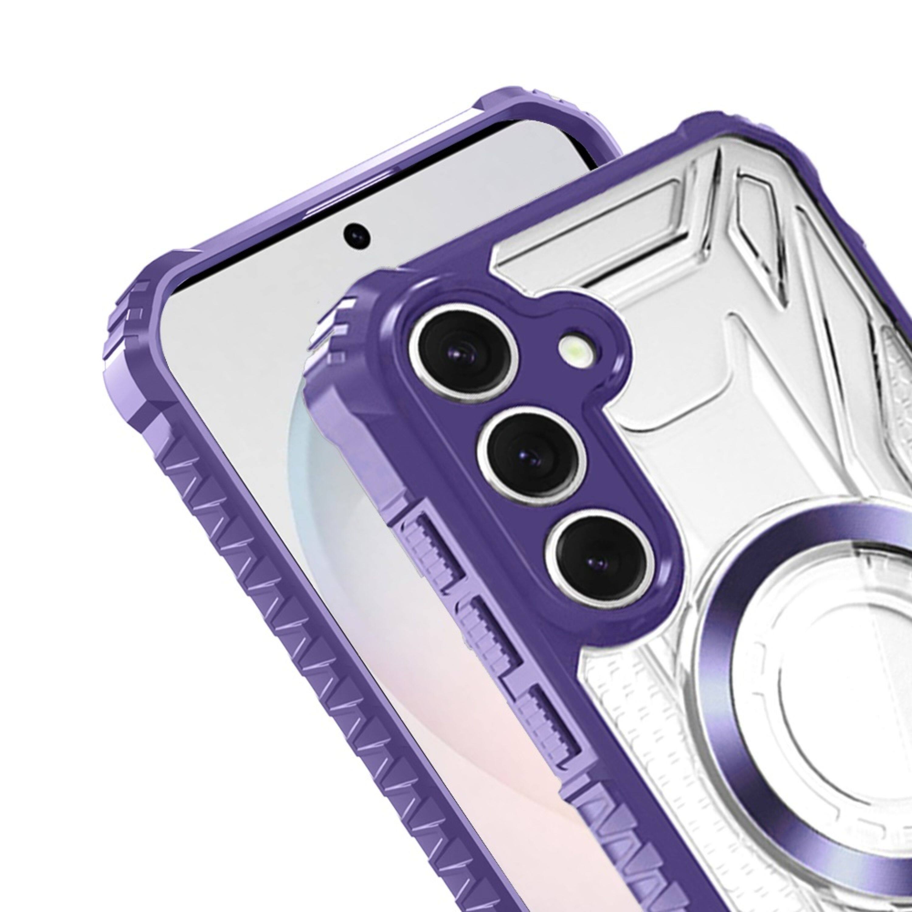 Angle. Kitcheniva - Magnetic Circle Shock Absorbent Cover Plus Tempered Glass For Samsung S26 FE Purple - Purple.