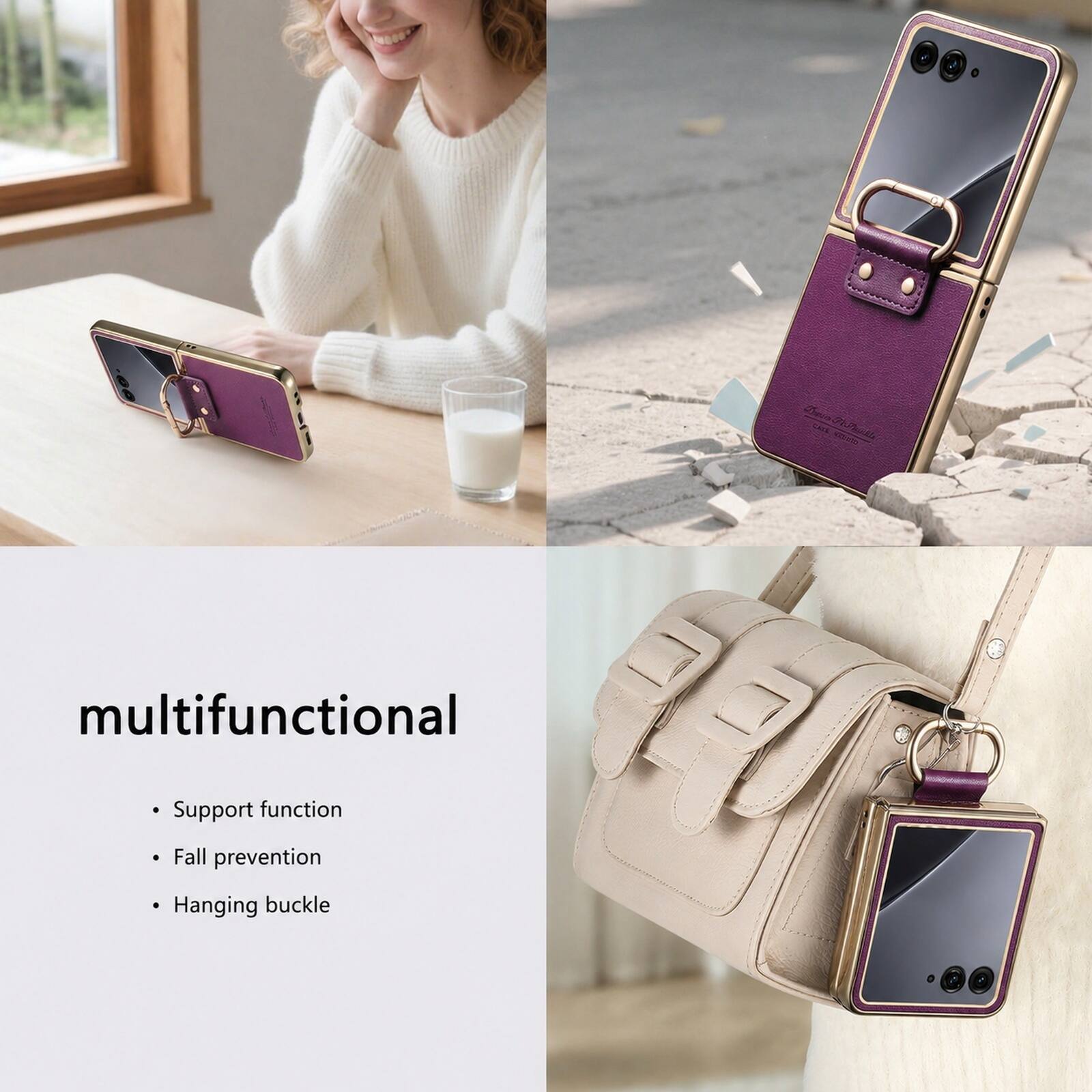 multifunctional  
- Support function  
- Fall prevention  
- Hanging buckle