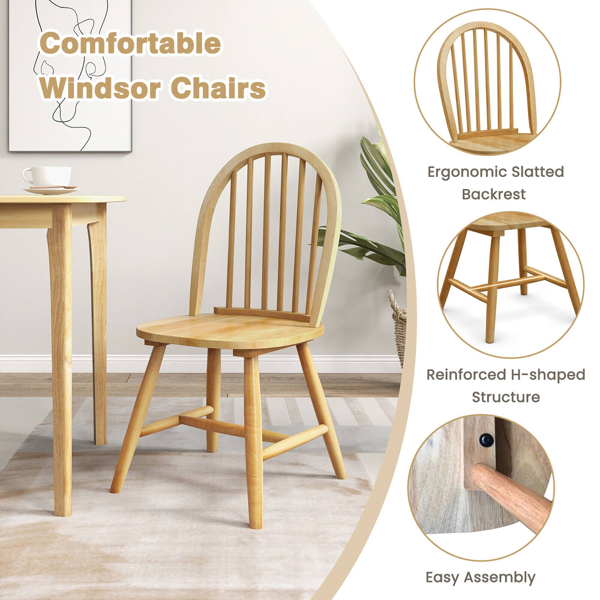 Comfortable Windsor Chairs

- Ergonomic Slatted Backrest
- Reinforced H-shaped Structure
- Easy Assembly