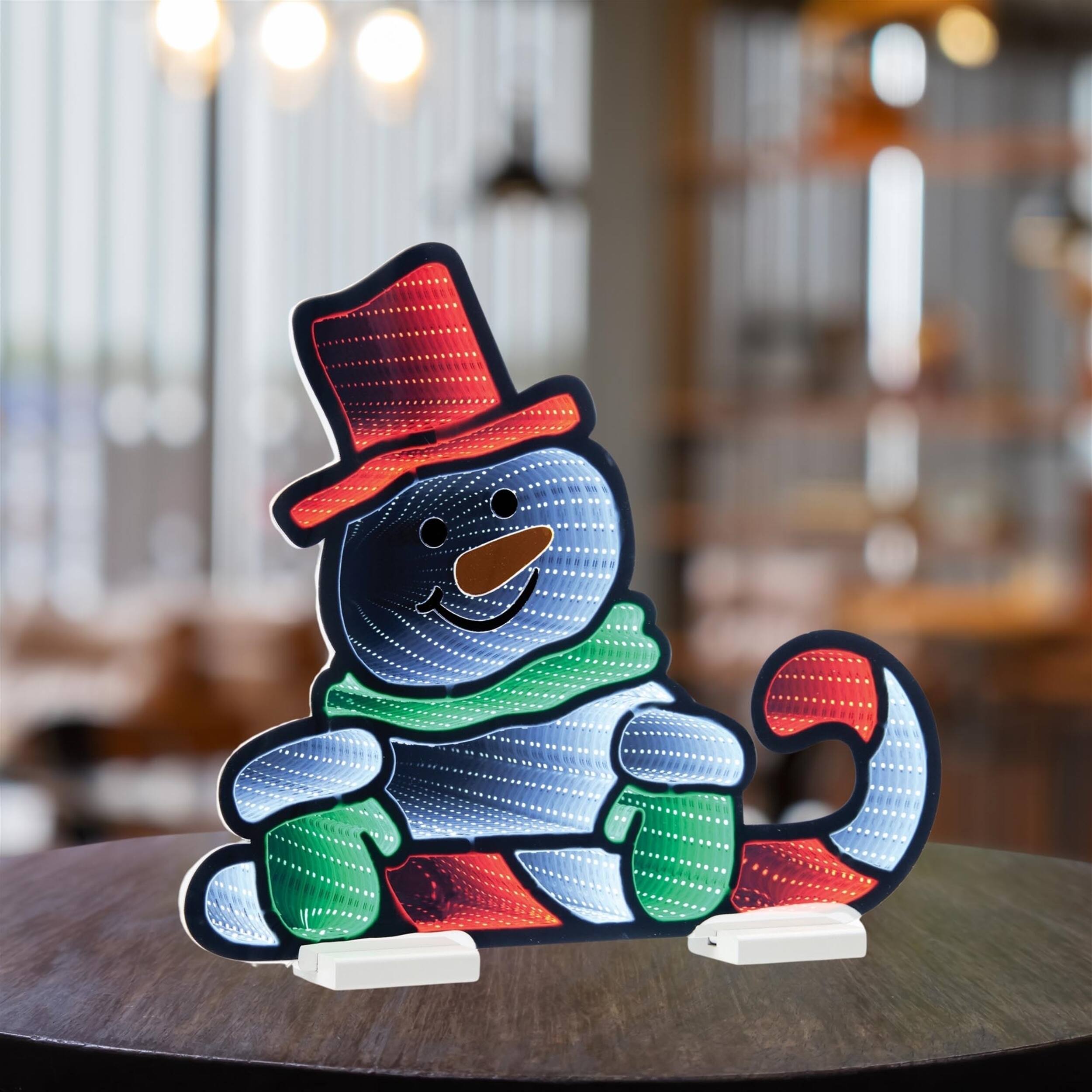 Angle. BreeBe - Snowman Candy Cane Ekkolight 21.5"L - White, Red, Green.