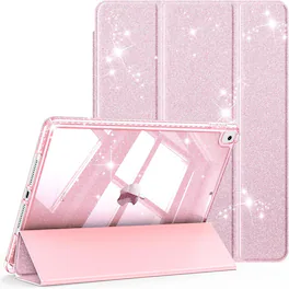 Fintie - Glittering Case for iPad 9th / 8th / 7th Generation 10.2 Inch | Sparkly Shockproof Cover with Shiny Clear Back Shell - Light Pink
