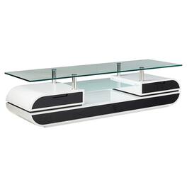 Manhattan Lane - 63 Inch TV Entertainment Console, Glass Top, Chrome Posts - Black, White