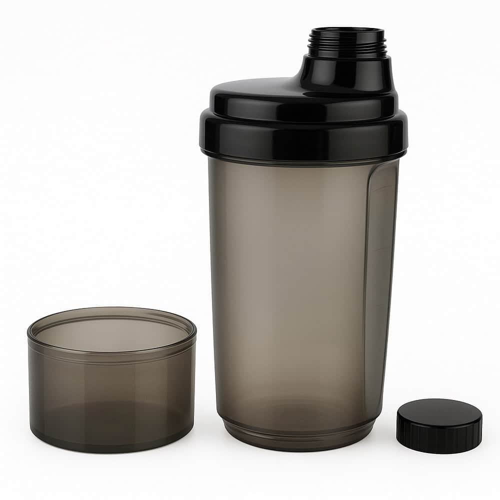 Amber Sporting Goods - Amber Fight Gear Super Shaker Glass with Storage Cap No. 3, BPA-Free Leak-Proof Protein Bottle - Black