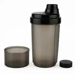 Amber Sporting Goods - Amber Fight Gear Super Shaker Glass with Storage Cap No. 3, BPA-Free Leak-Proof Protein Bottle - Black