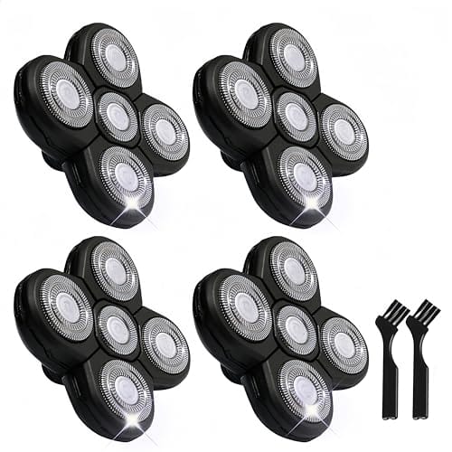 Vulpecula Spade - 4PCS Shaver Replacement Blades for Head Shaver, 5 Blades Shaver Heads for Bald Men, Head and Face Electric Razor Shaver