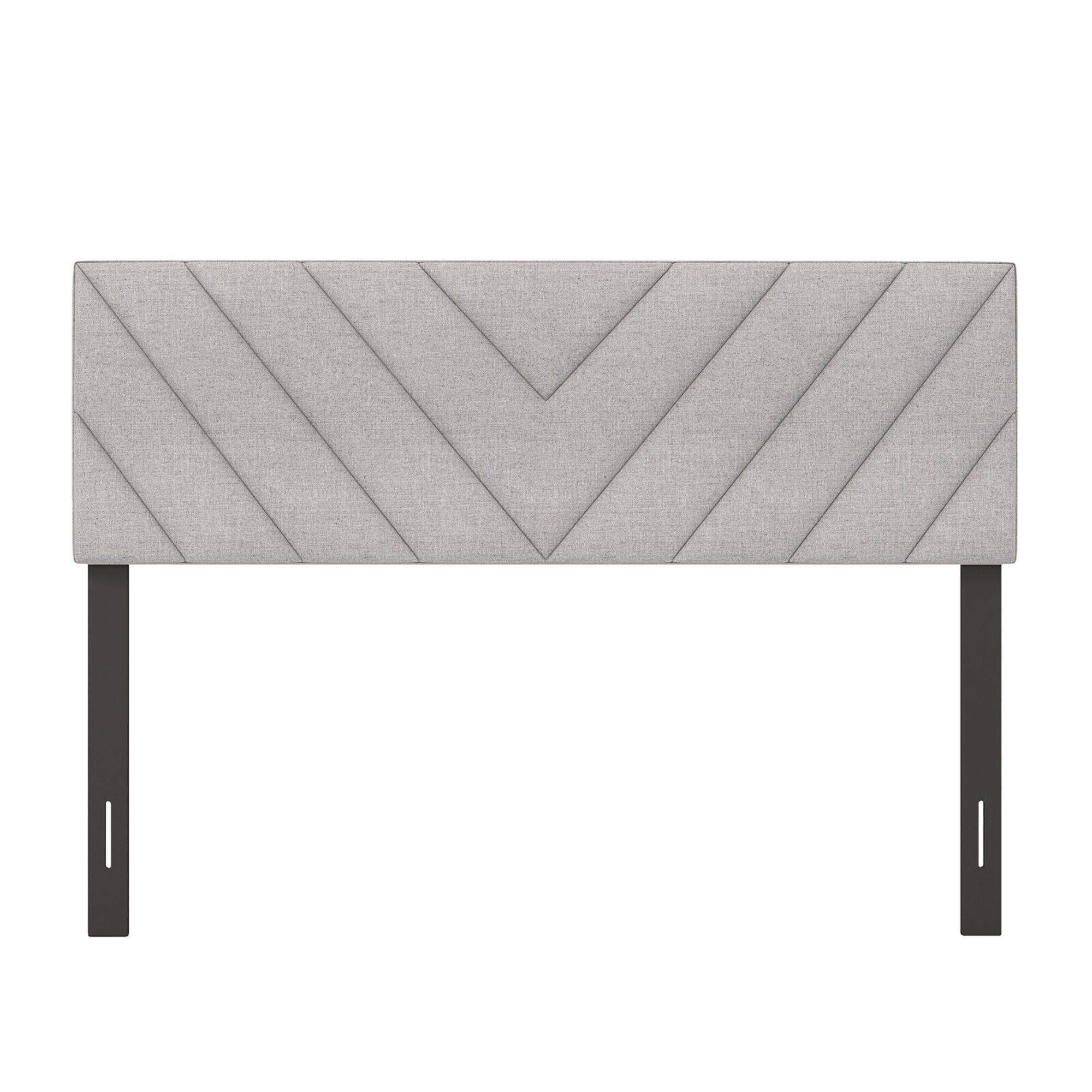 Front. Gymax - Gymax Linen Fabric Upholstered Headboard Rectangular Headboard w/ Solid Wood Legs - Gray.