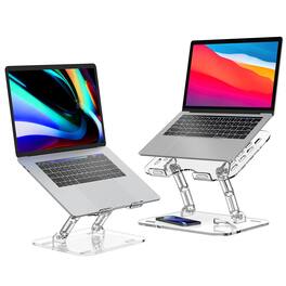 HongFei - 2 Pack Acrylic Laptop Stand, Adjustable Ergonomic Riser, Portable Foldable, Compatible with 10 to 15.6 Inch Notebook - Acrylic Cear
