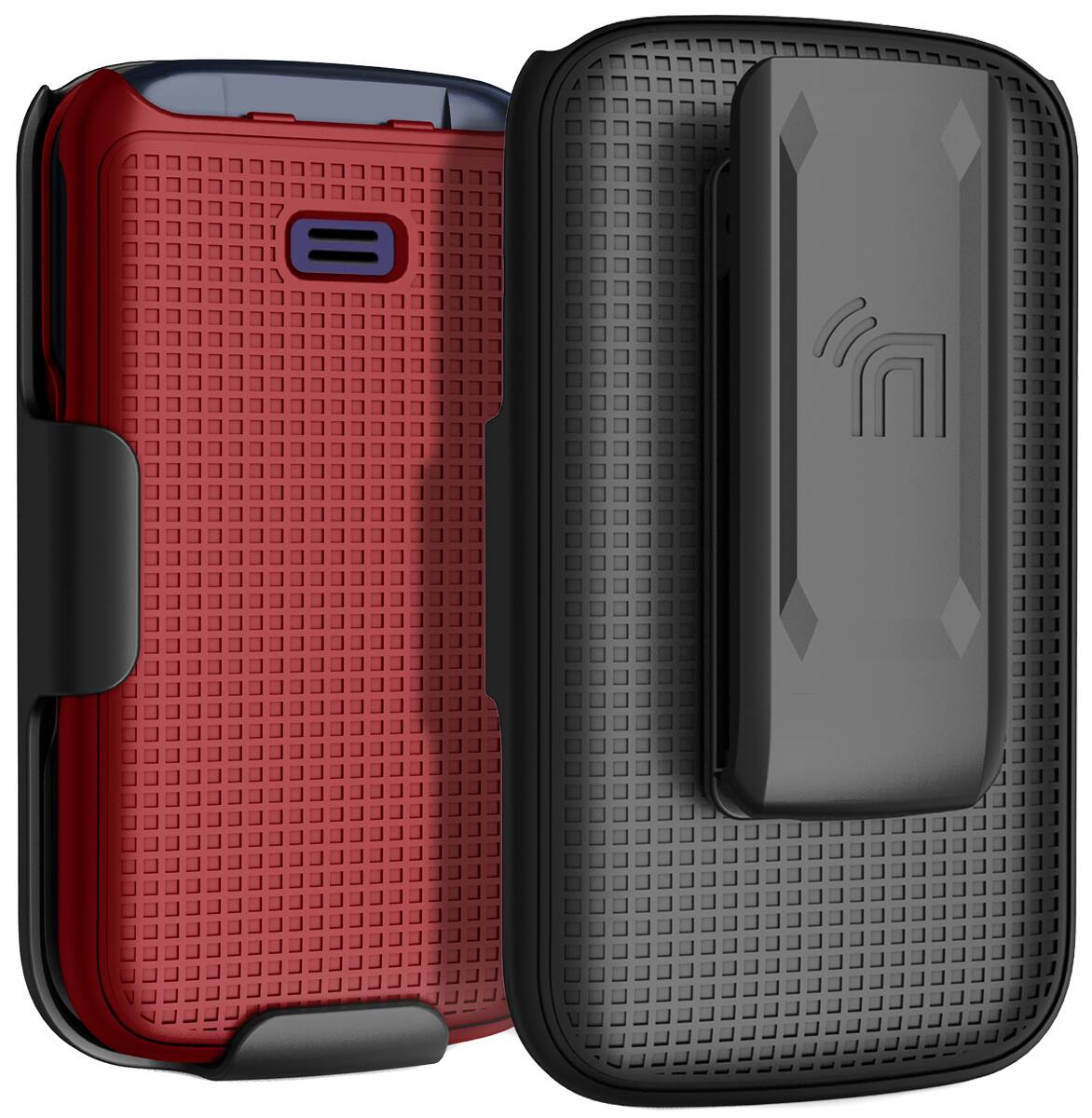 Alt View 2. Nakedcellphone - Case and Belt Clip Holster Combo for Alcatel TCL Flip 2 (T408DL, 4058G, 4058E) - Red.