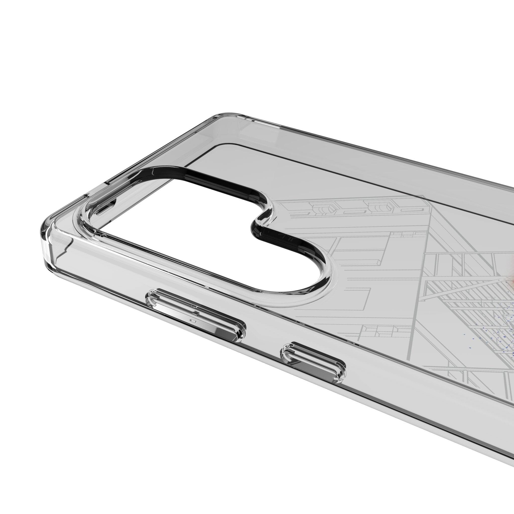 Left. Keyscaper - Marvel Badge Clear Phone Case - Samsung Galaxy S24 - Miles Morales.